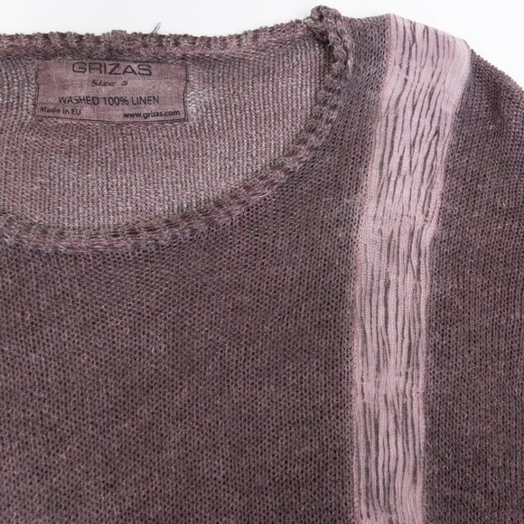 Grizas Washed Linen Sweater Oversized Purple Brown Lagenlook Boho - Picture 7 of 16